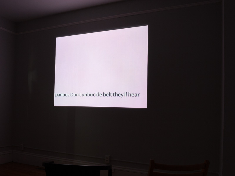 Still of Triple Bill, text on pink background